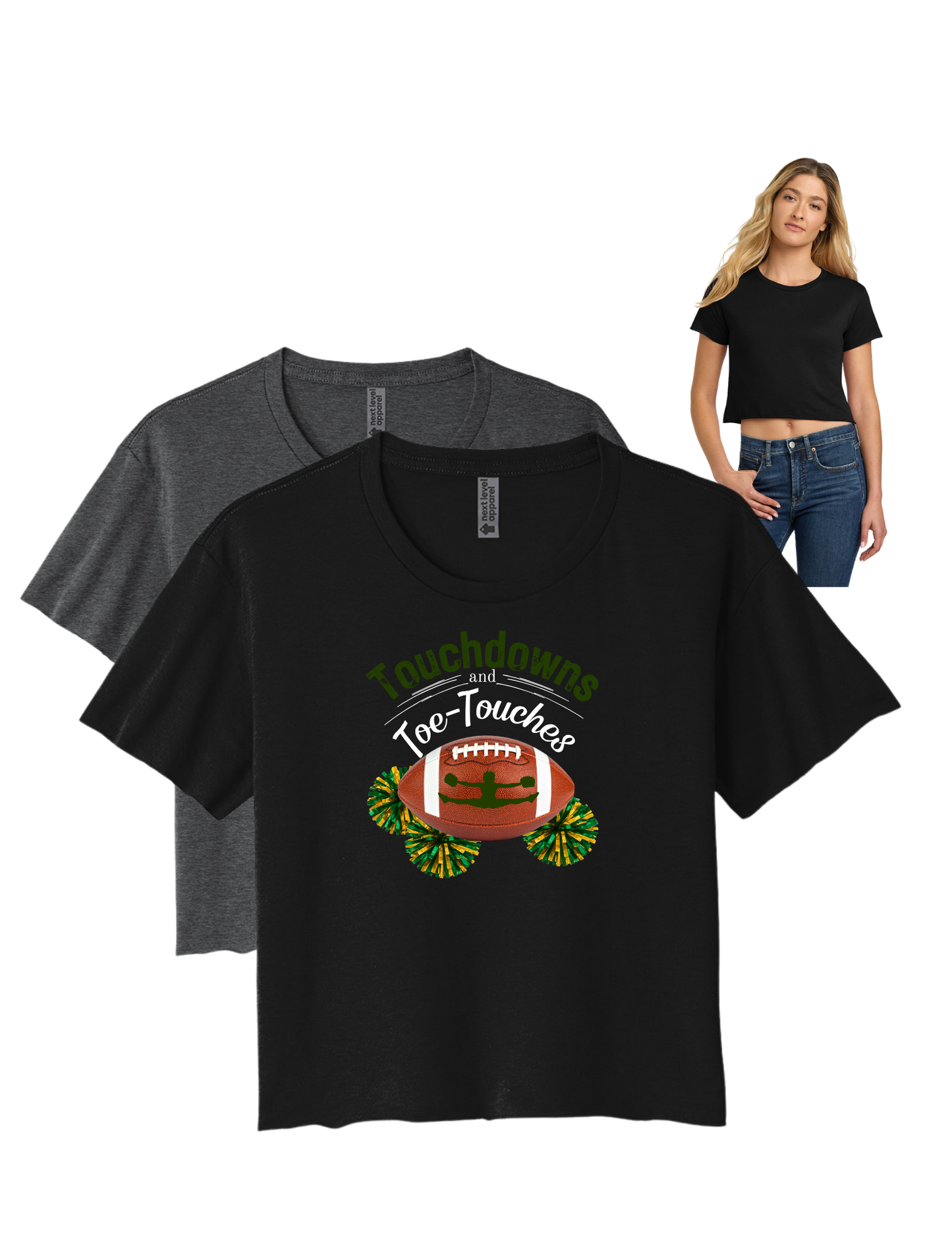 “Touchdowns and Toe Touches” with Poms Cropped Tee