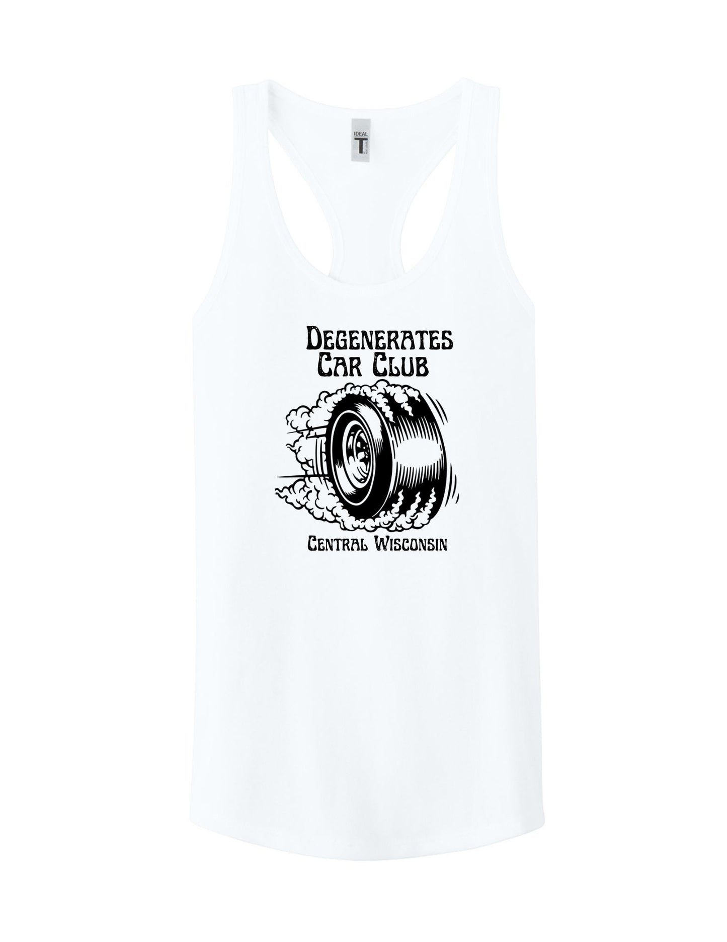 Degenerates Car Club White Tank