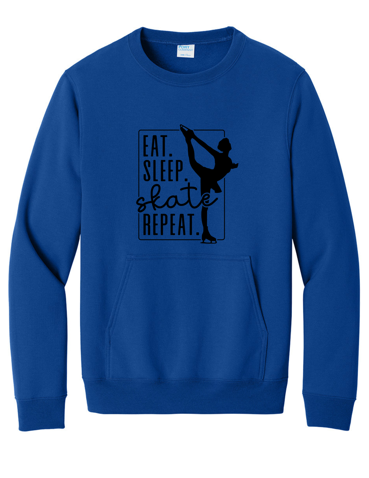Eat. Sleep. Skate. Repeat. Crewneck Pocket Sweatshirt