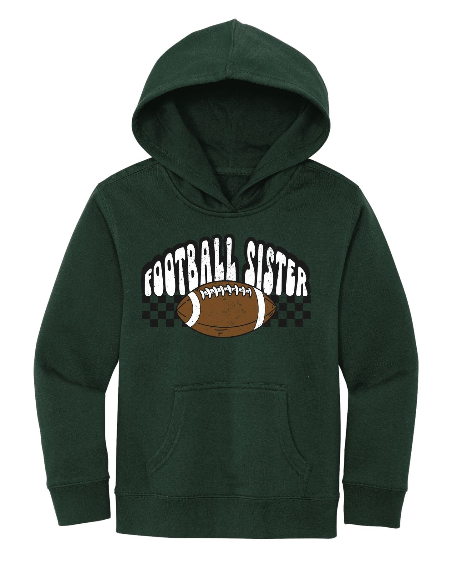 Checkered Football Sister Youth Sweatshirt
