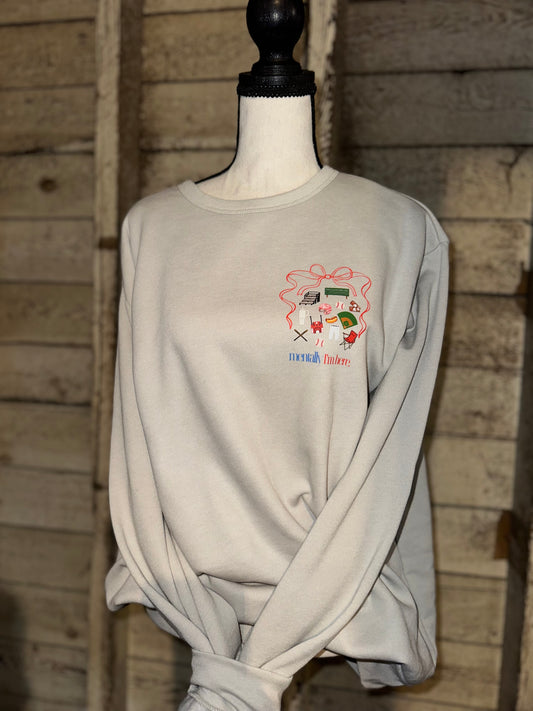 Mentally, I’m Here (baseball version) Crewneck Sweatshirt