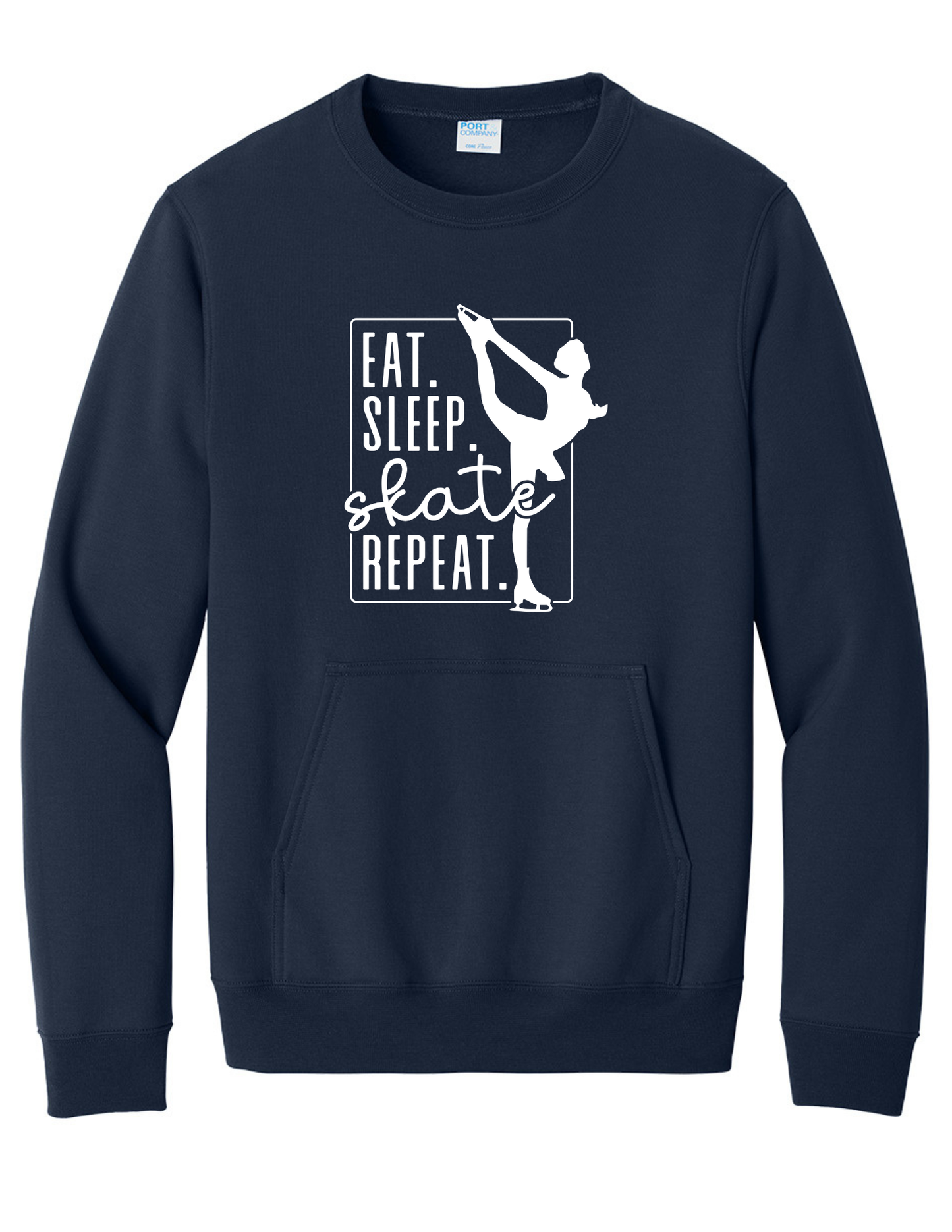 Eat. Sleep. Skate. Repeat. Crewneck Pocket Sweatshirt