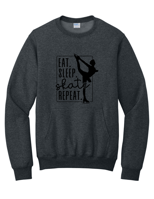 Eat. Sleep. Skate. Repeat. Crewneck Pocket Sweatshirt